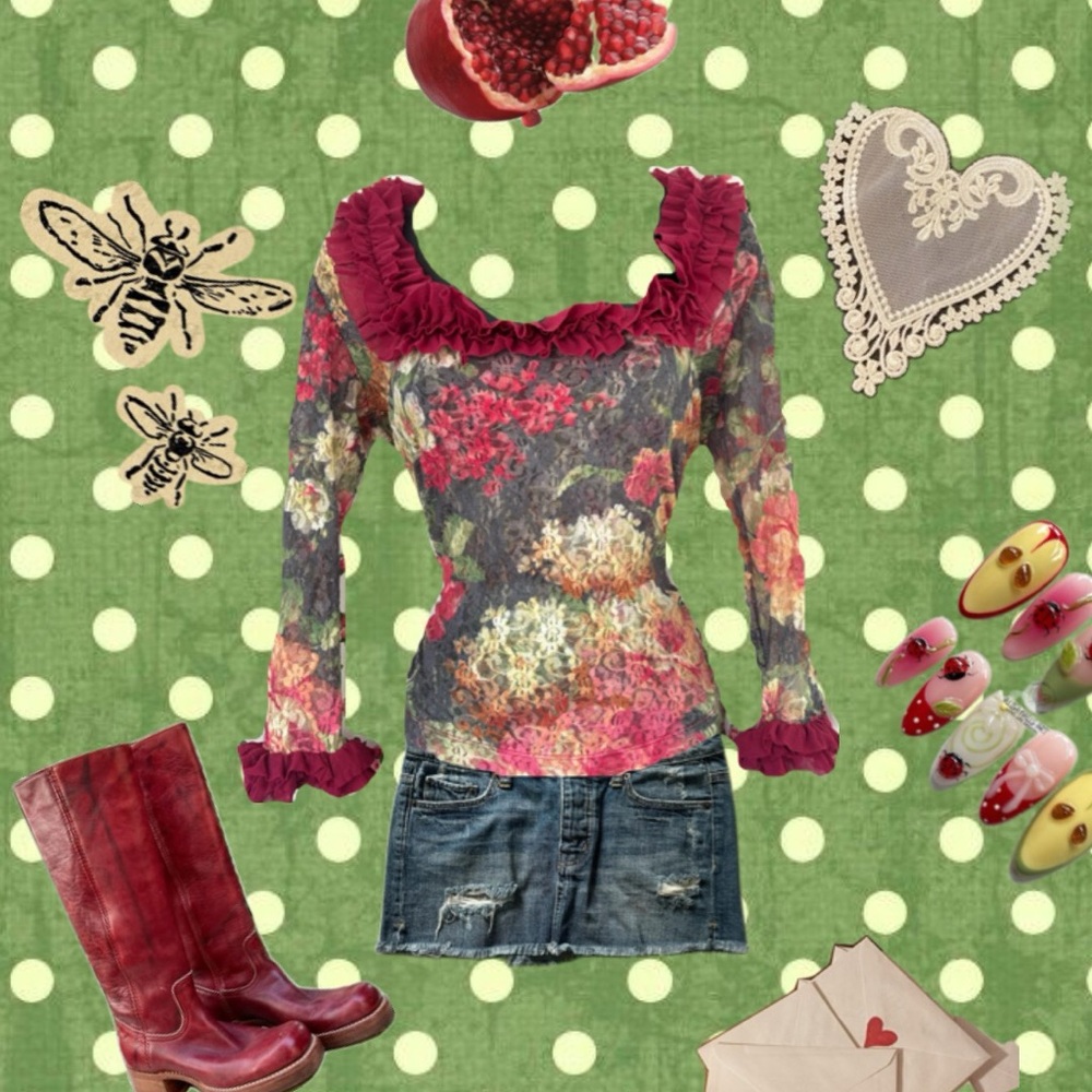 Ruffled 3/4 Sleeve Lace Top